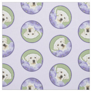 Labrador Retriever Puppy Painting Yellow Dog Art Fabric