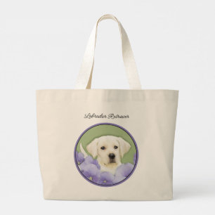 Labrador Retriever Puppy Painting Yellow Dog Art Large Tote Bag