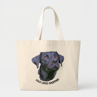 Labrador Retriever Puppy - Who Loves Shopping Large Tote Bag