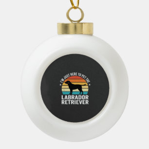 Labrador Retriever Retro Dog Petting Ceramic Ball Christmas Ornament