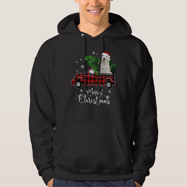 Labrador Retriever Ride Red Truck Hoodie (Front)