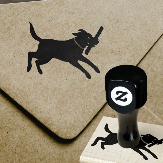 Labrador Retriever Running with Stick | Cute Dog Rubber Stamp (Creator Uploaded)