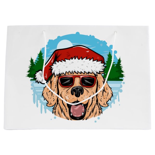 Labrador Retriever santa claus hat illustration Large Gift Bag (Front)