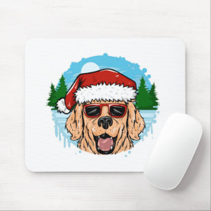 Labrador Retriever santa claus hat illustration Mouse Pad