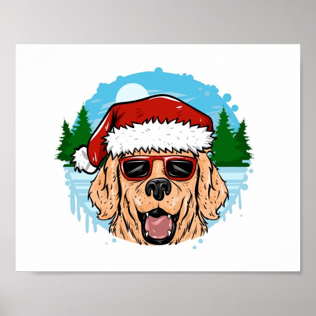 Labrador Retriever santa claus hat illustration Poster (Front)