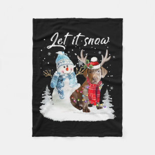 Labrador Retriever Santa Dog Christmas Snowman Xma Fleece Blanket