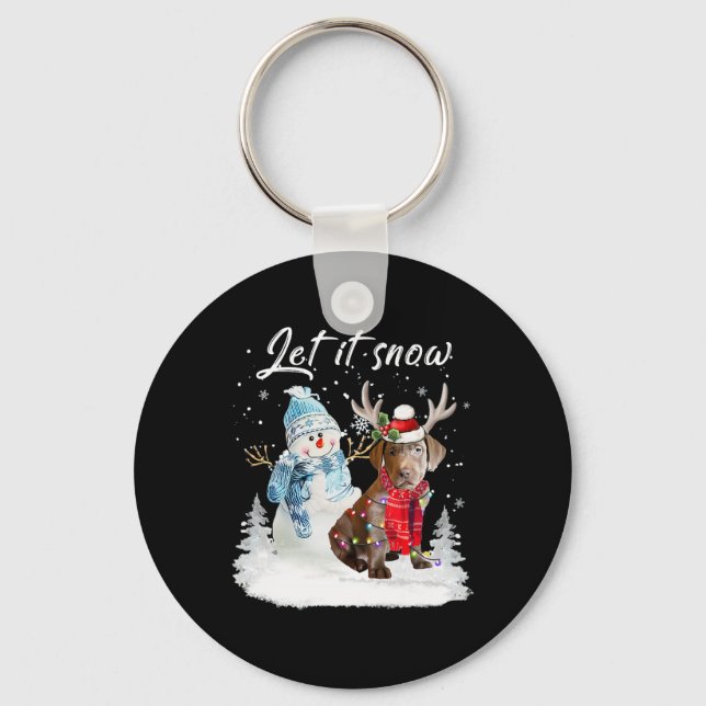 Labrador Retriever Santa Dog Christmas Snowman Xma Key Ring (Front)