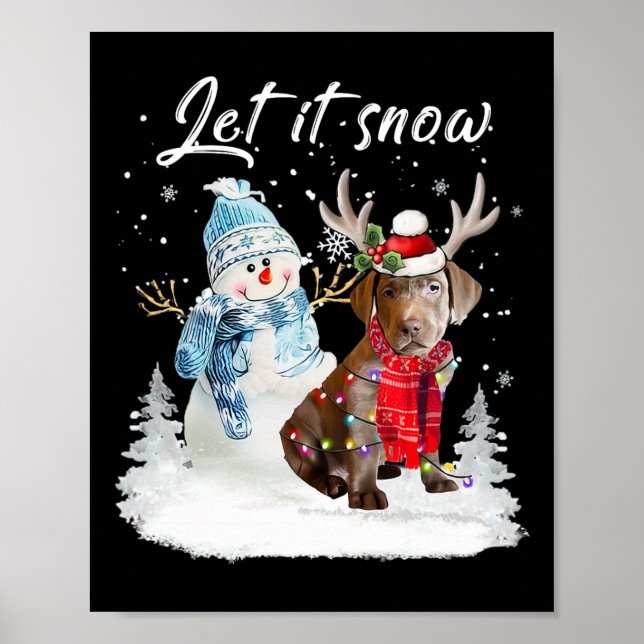 Labrador Retriever Santa Dog Christmas Snowman Xma Poster (Front)