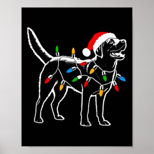 Labrador Retriever Santa Hat Christmas Lights Xmas Poster