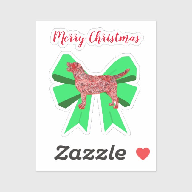 Labrador Retriever Silhouette Green Bow Christmas (Sheet)