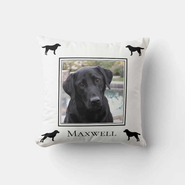 Labrador Retriever Silhouette with Photo Cushion (Front)