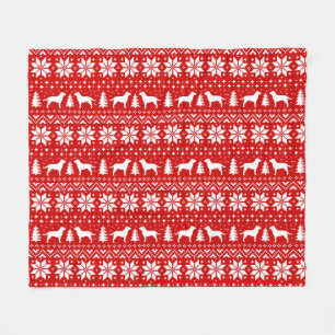 Labrador Retriever Silhouettes Christmas Pattern Fleece Blanket