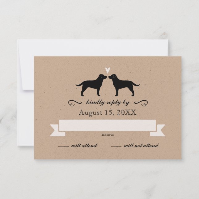 Labrador Retriever Silhouettes Wedding RSVP (Front)