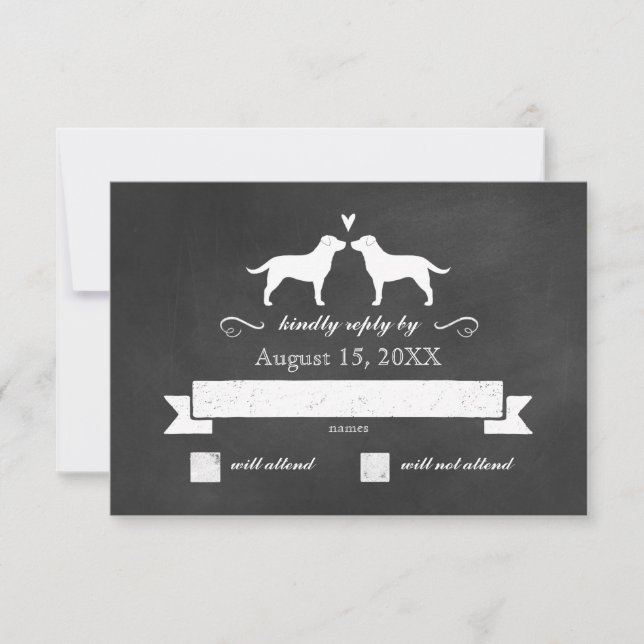 Labrador Retriever Silhouettes Wedding RSVP Reply Card (Front)