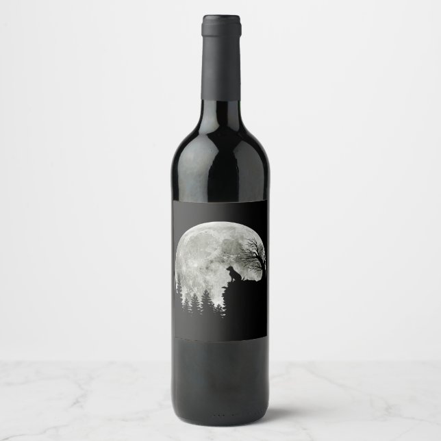 Labrador Retriever Stand On Mountain Halloween Wine Label (Front)