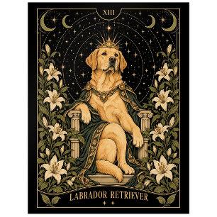 Labrador Retriever, Starlit Tarot Art Postcard