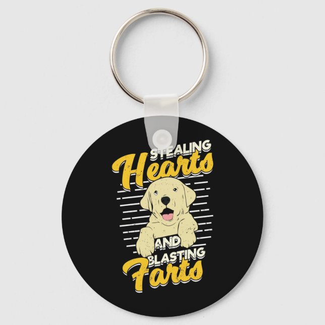 Labrador Retriever Stealing Hearts Key Ring (Front)