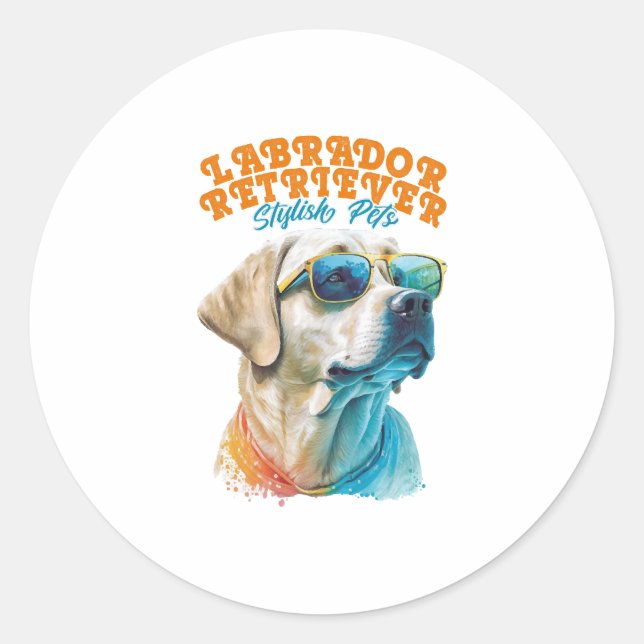 Labrador Retriever Stylish Pets Classic Round Sticker (Front)