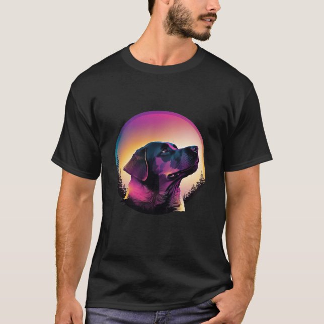 Labrador Retriever Synthwave 80s Retrowave Aesthet T-Shirt (Front)