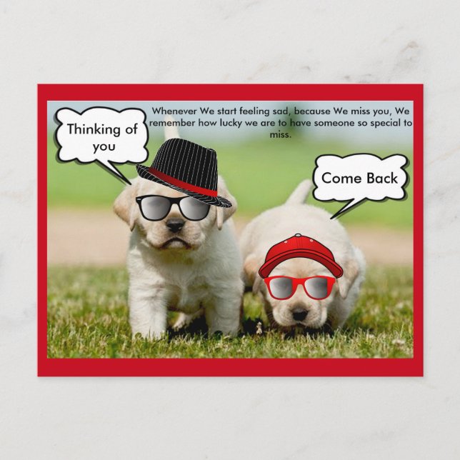 Labrador Retriever thinking of you to come back Postcard (Front)