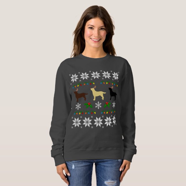 Labrador Retriever Trio Ugly Christmas  Tee (Front Full)