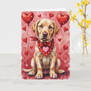 Labrador Retriever Valentine’s Day Dog with Hearts Card