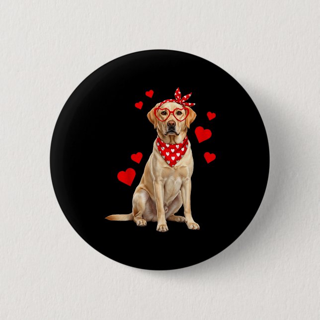 Labrador Retriever Valentines Day Dog Lover Heart  6 Cm Round Badge (Front)