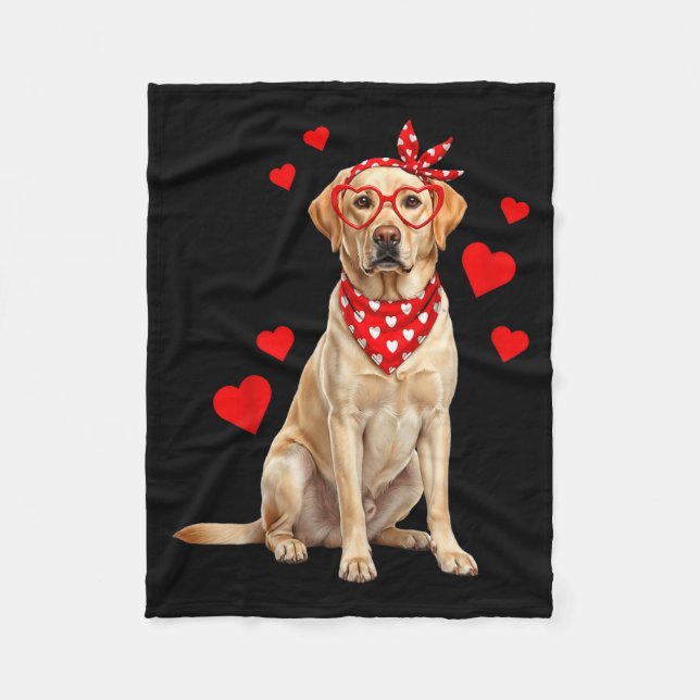 Labrador Retriever Valentines Day Dog Lover Heart  Fleece Blanket (Front)
