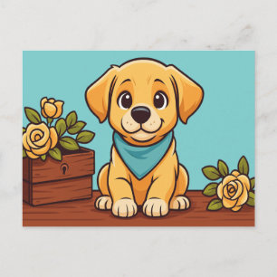 Labrador Retriever Vintage Cute Puppy Dog Portrait Holiday Postcard