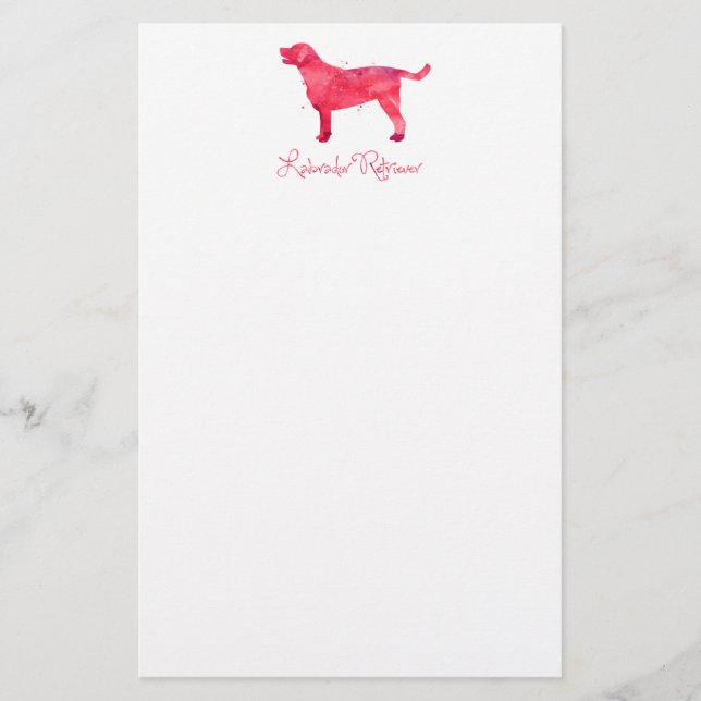 Labrador Retriever Watercolor Design Stationery (Front)