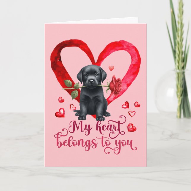 Labrador Retriever Watercolor Valentines Day card (Front)
