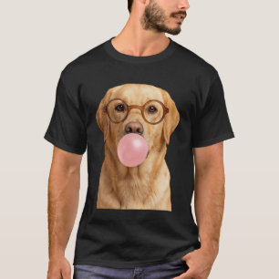 Labrador Retriever Wearing Glasses Blowing Bubble  T-Shirt