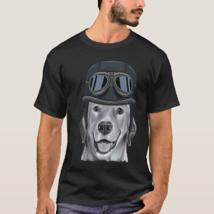 Labrador Retriever Wearing Vintage Motorcycle Helm T-Shirt