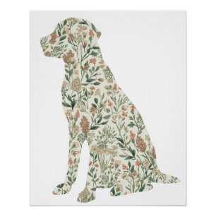 Labrador Retriever Wildflower Botanical Art Print