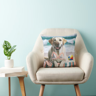 Labrador Retriever With Bikini Top Cushion