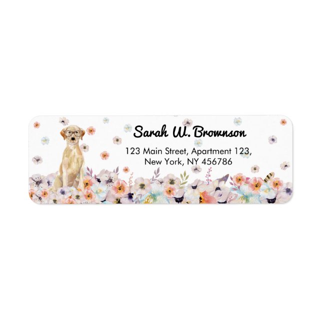 Labrador Retriever with Glasses Return Address Label (Front)