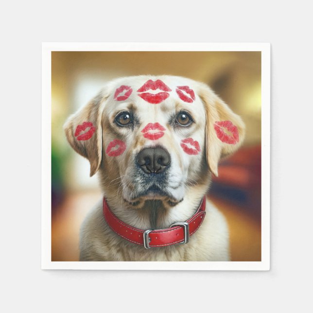 Labrador Retriever With Lipstick Kisses Napkin (Front)