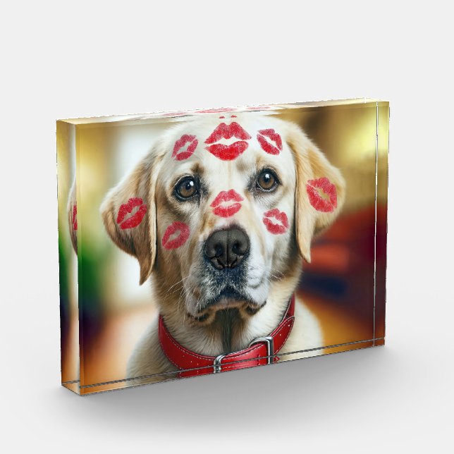 Labrador Retriever With Lipstick Kisses Photo Block (Left)