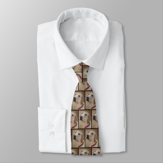 Labrador Retriever with red collar portrait Tie (Tied)