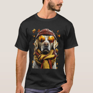 Labrador Retriever with Sunglasses Fall Leaves Aut T-Shirt