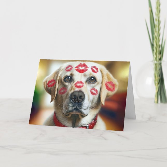 Labrador Retriever With Valentine Kisses Card (Front)