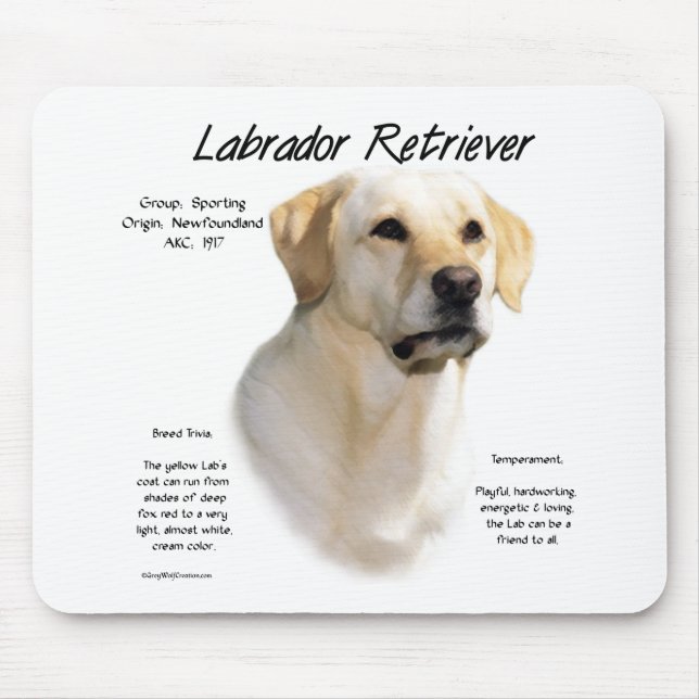 Labrador Retriever (yellow) History Design Mouse Pad (Front)