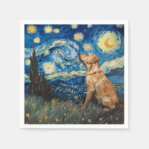 Labrador Retriever Yellow Lab Dog Starry Night Napkin