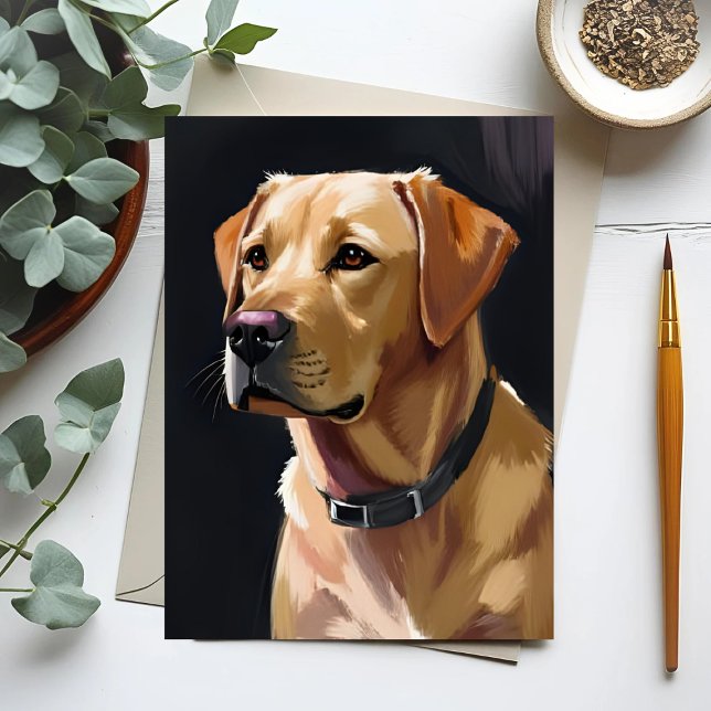 Labrador Retriever | Yellow Lab Pet Dog Painting Postcard (Creator Uploaded)