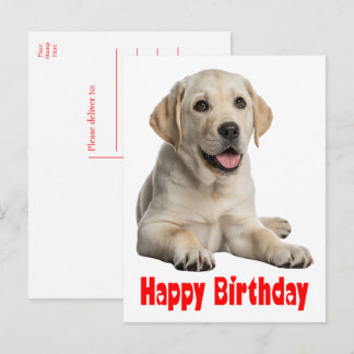 Labrador Retriever Yellow Lab Puppy Dog Birthday Postcard