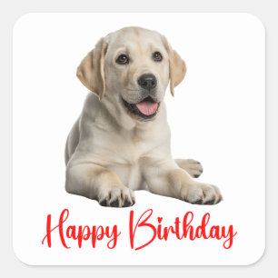 Labrador Retriever Yellow Lab Puppy Dog Birthday Square Sticker
