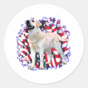 Labrador Retriever (yellow) Patriot Classic Round Sticker