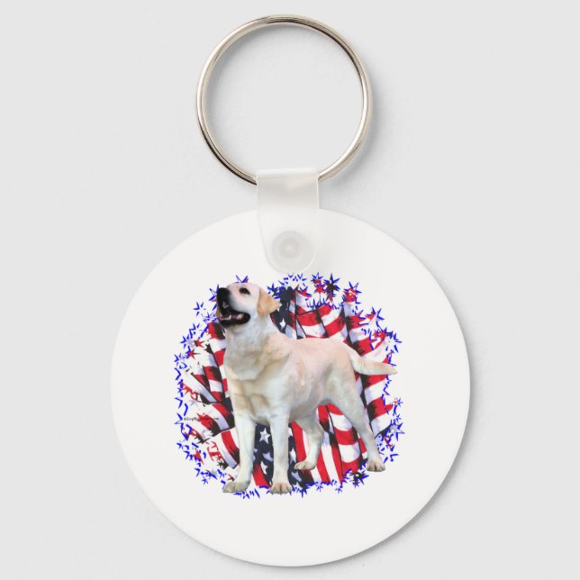 Labrador Retriever (yellow) Patriot Key Ring (Front)
