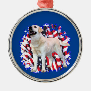 Labrador Retriever (yellow) Patriot Metal Ornament