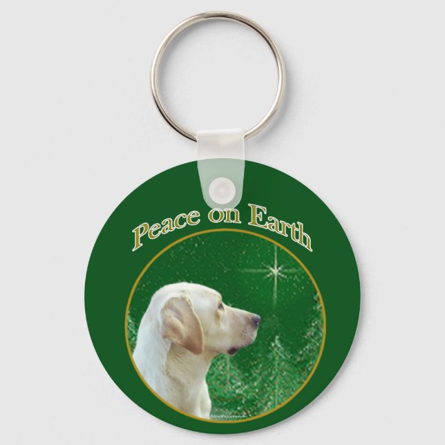 Labrador Retriever (yellow) Peace Key Ring (Front)